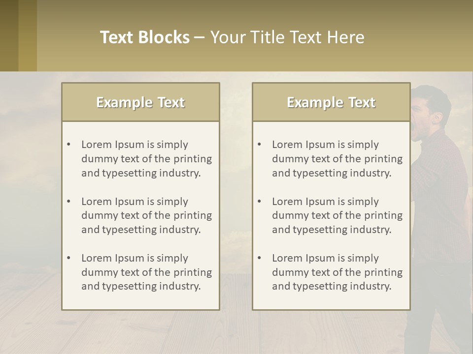 A Man Holding A Megaphone In Front Of A Cloudy Sky PowerPoint Template