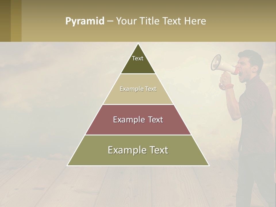 A Man Holding A Megaphone In Front Of A Cloudy Sky PowerPoint Template