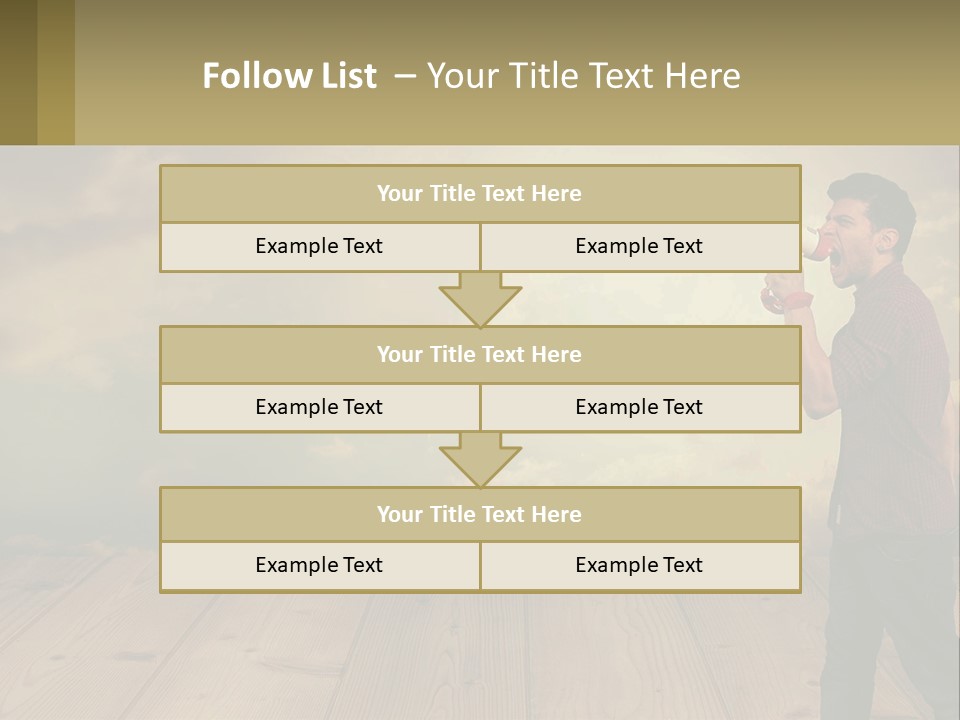 A Man Holding A Megaphone In Front Of A Cloudy Sky PowerPoint Template
