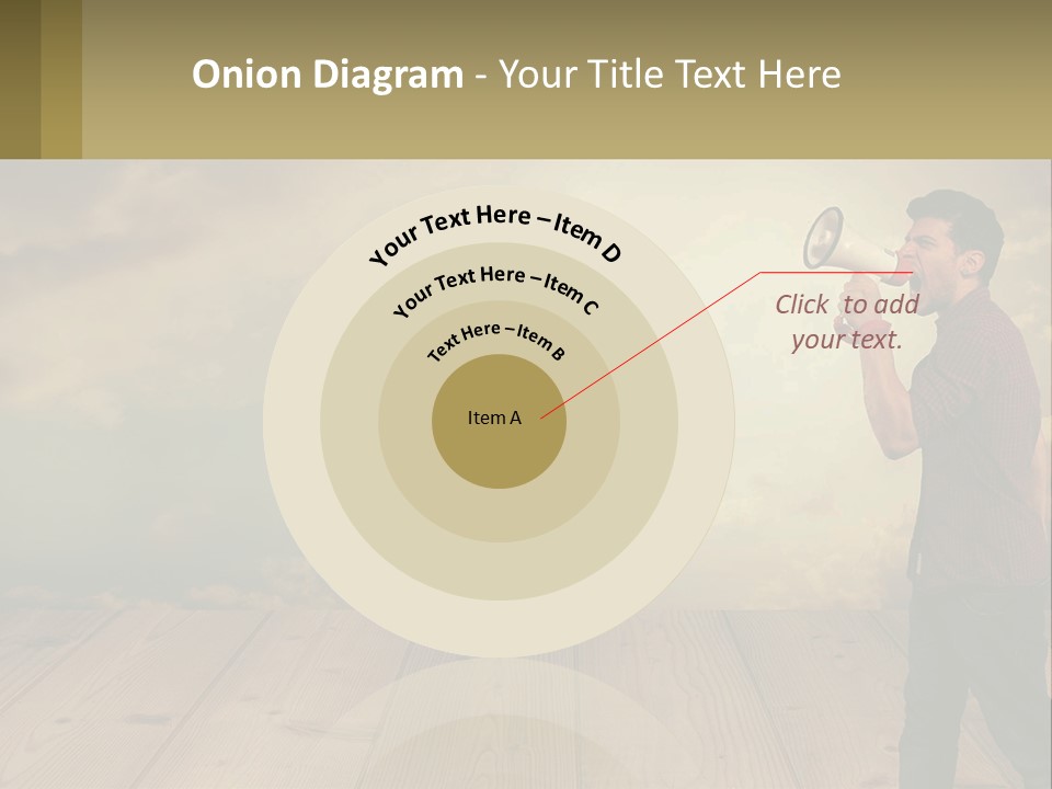 A Man Holding A Megaphone In Front Of A Cloudy Sky PowerPoint Template