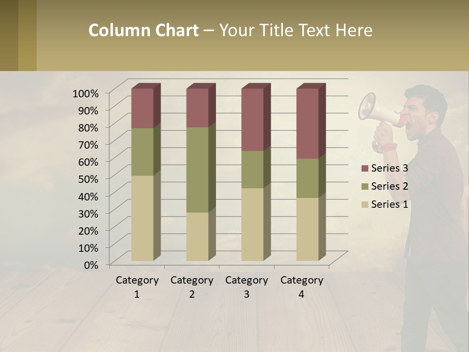 A Man Holding A Megaphone In Front Of A Cloudy Sky PowerPoint Template