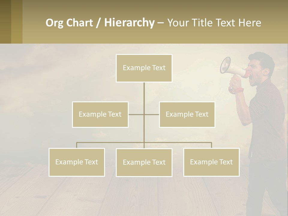 A Man Holding A Megaphone In Front Of A Cloudy Sky PowerPoint Template