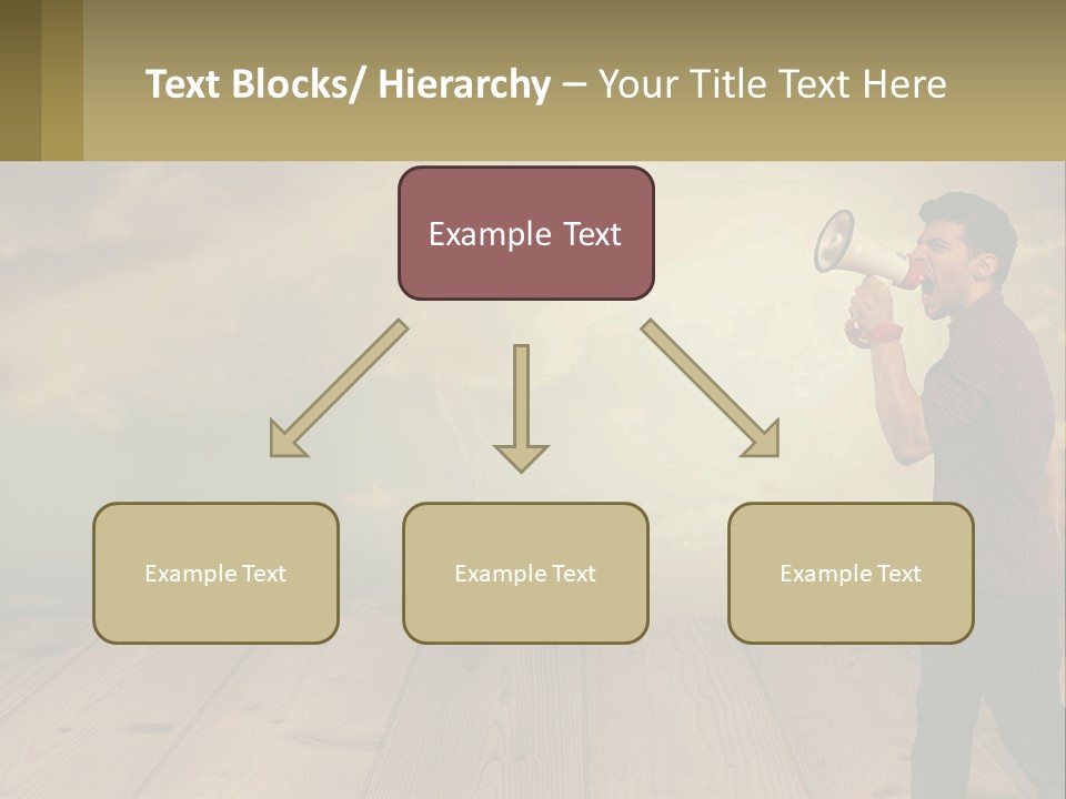 A Man Holding A Megaphone In Front Of A Cloudy Sky PowerPoint Template