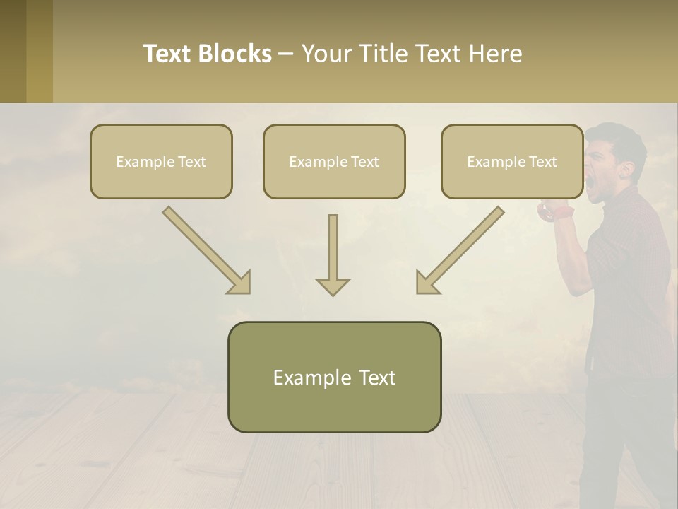 A Man Holding A Megaphone In Front Of A Cloudy Sky PowerPoint Template