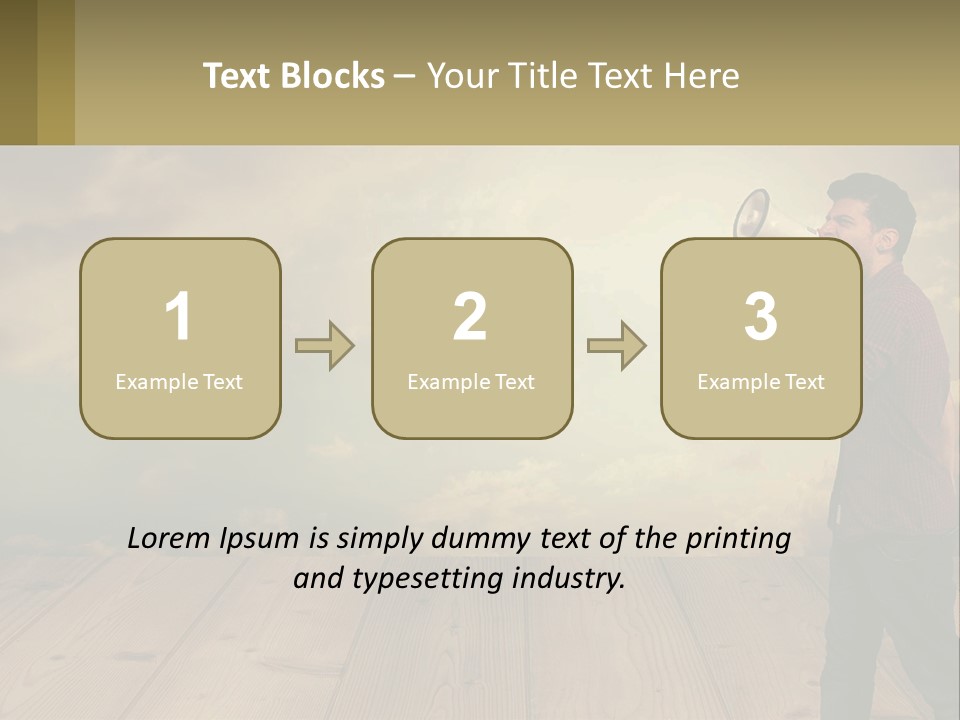 A Man Holding A Megaphone In Front Of A Cloudy Sky PowerPoint Template