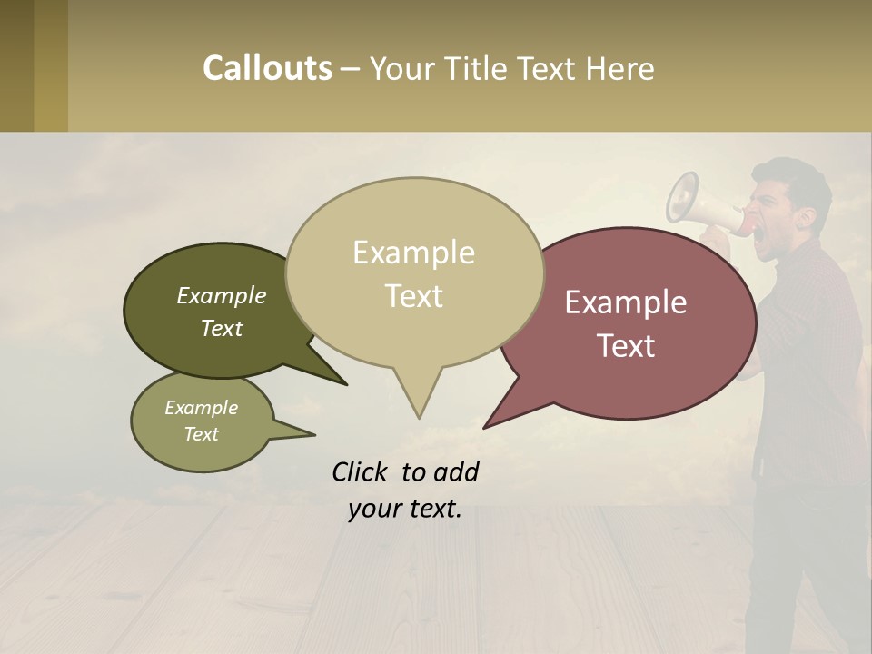 A Man Holding A Megaphone In Front Of A Cloudy Sky PowerPoint Template