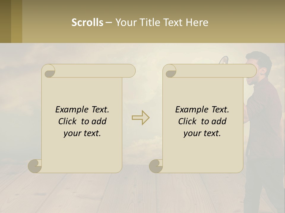 A Man Holding A Megaphone In Front Of A Cloudy Sky PowerPoint Template