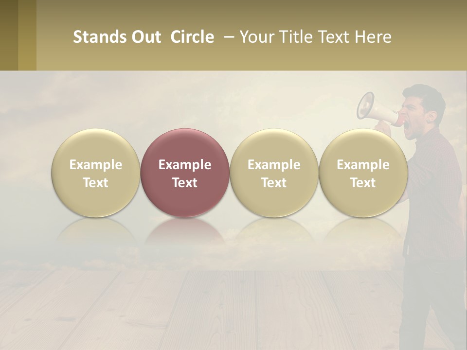 A Man Holding A Megaphone In Front Of A Cloudy Sky PowerPoint Template