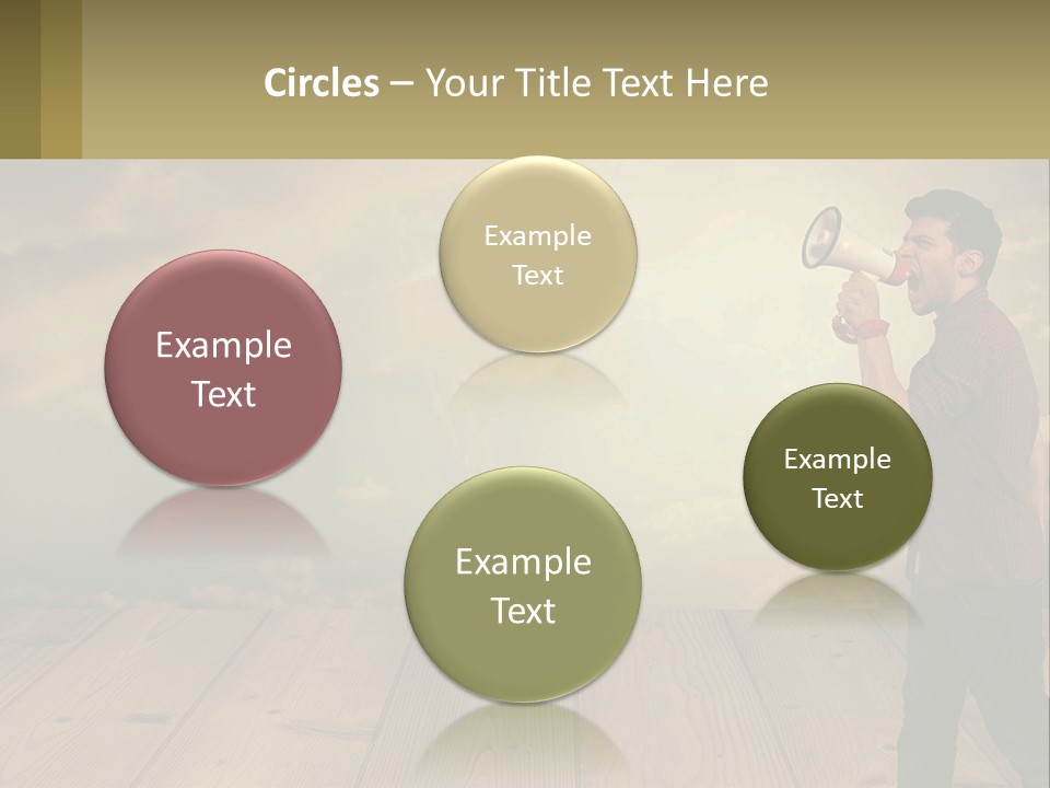 A Man Holding A Megaphone In Front Of A Cloudy Sky PowerPoint Template