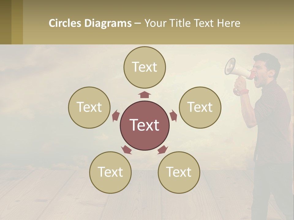 A Man Holding A Megaphone In Front Of A Cloudy Sky PowerPoint Template