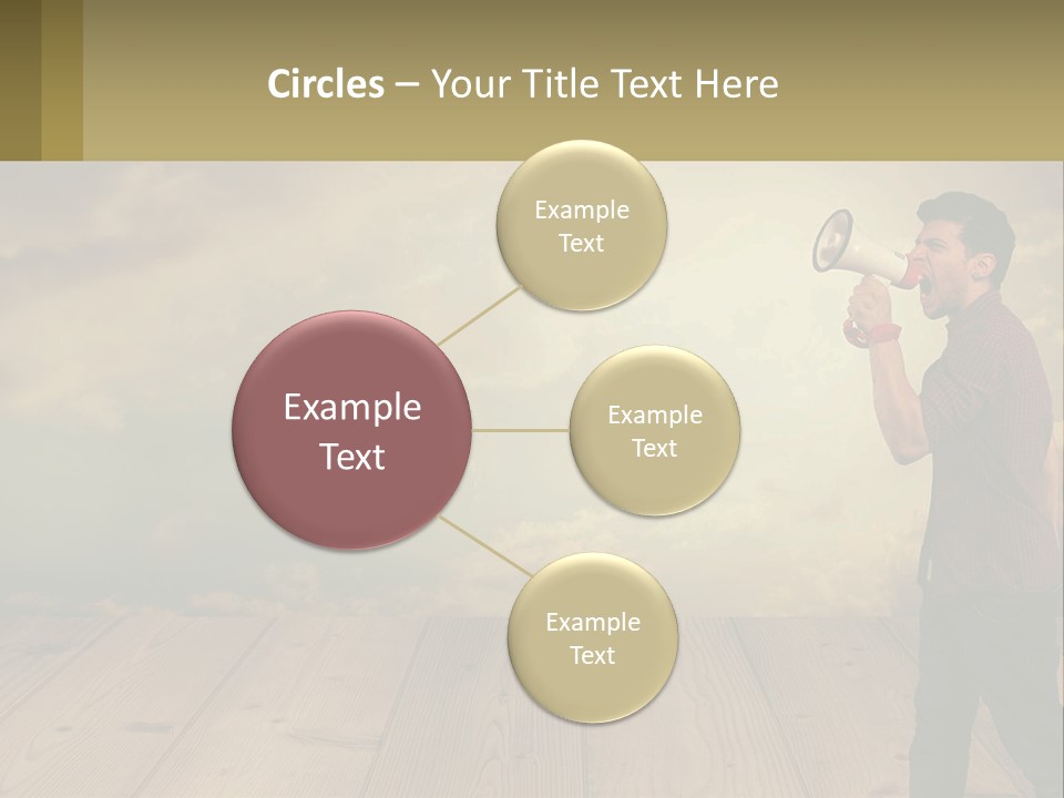 A Man Holding A Megaphone In Front Of A Cloudy Sky PowerPoint Template