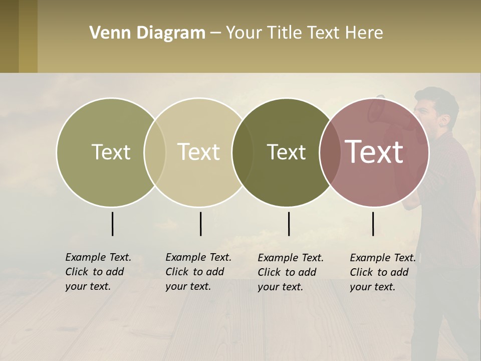 A Man Holding A Megaphone In Front Of A Cloudy Sky PowerPoint Template