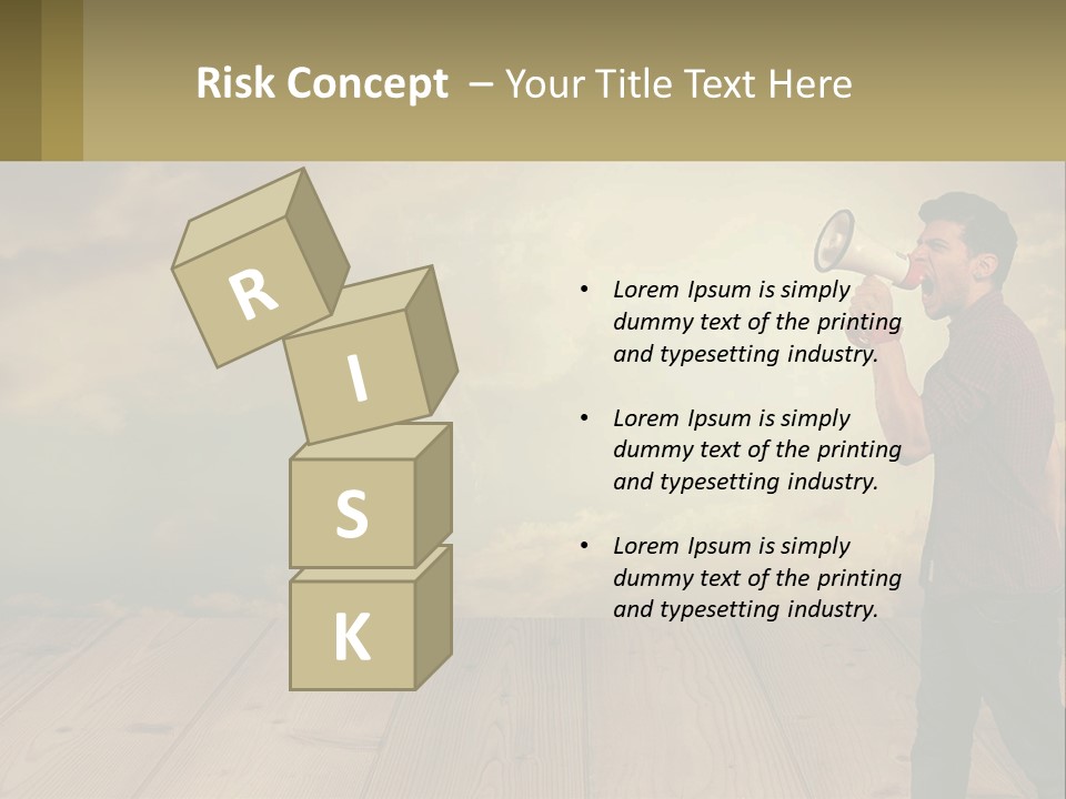 A Man Holding A Megaphone In Front Of A Cloudy Sky PowerPoint Template