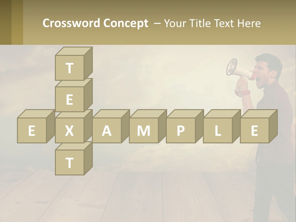 A Man Holding A Megaphone In Front Of A Cloudy Sky PowerPoint Template