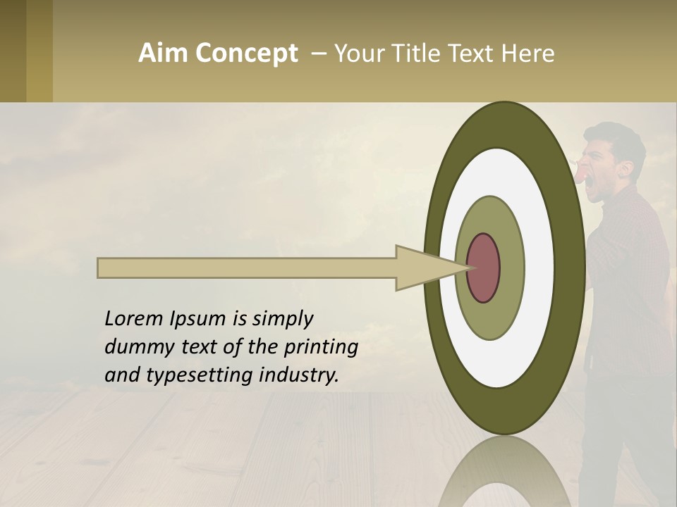 A Man Holding A Megaphone In Front Of A Cloudy Sky PowerPoint Template