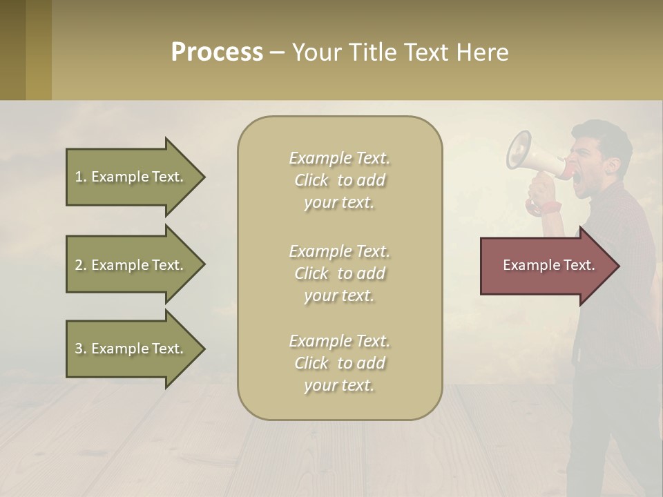 A Man Holding A Megaphone In Front Of A Cloudy Sky PowerPoint Template