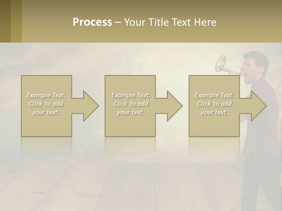 A Man Holding A Megaphone In Front Of A Cloudy Sky PowerPoint Template