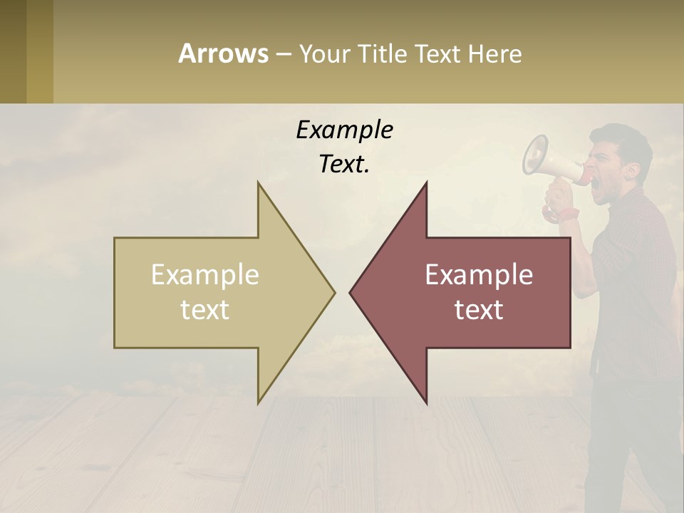 A Man Holding A Megaphone In Front Of A Cloudy Sky PowerPoint Template