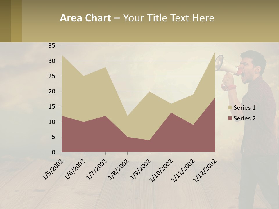 A Man Holding A Megaphone In Front Of A Cloudy Sky PowerPoint Template