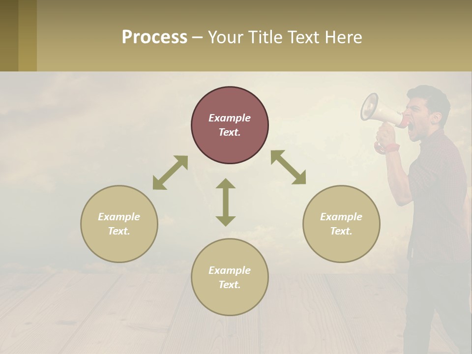 A Man Holding A Megaphone In Front Of A Cloudy Sky PowerPoint Template