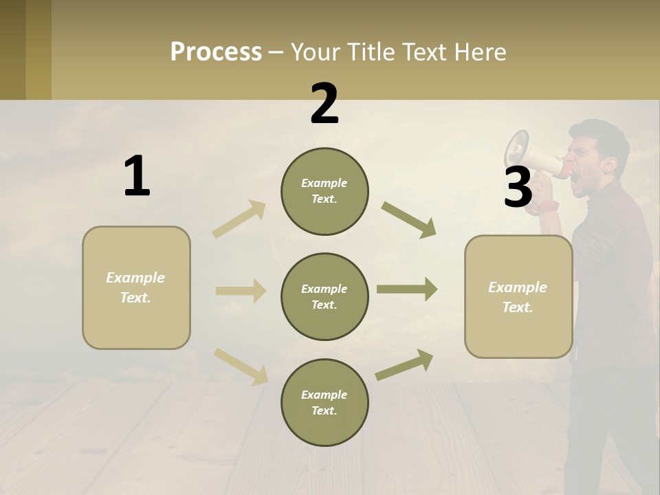 A Man Holding A Megaphone In Front Of A Cloudy Sky PowerPoint Template