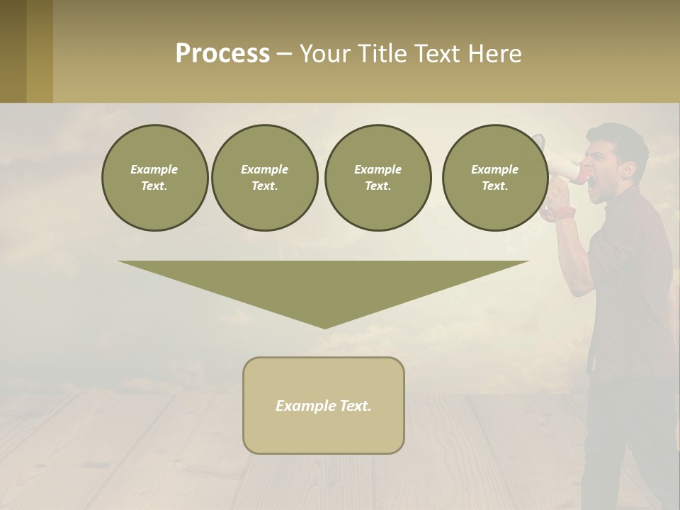 A Man Holding A Megaphone In Front Of A Cloudy Sky PowerPoint Template