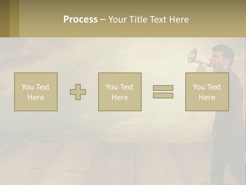 A Man Holding A Megaphone In Front Of A Cloudy Sky PowerPoint Template