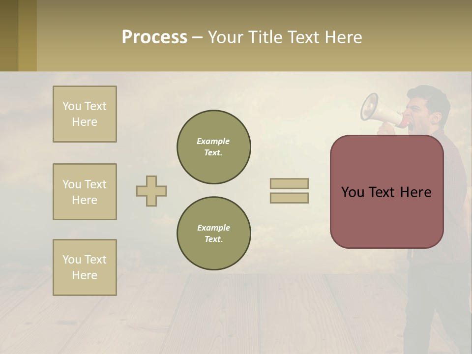 A Man Holding A Megaphone In Front Of A Cloudy Sky PowerPoint Template