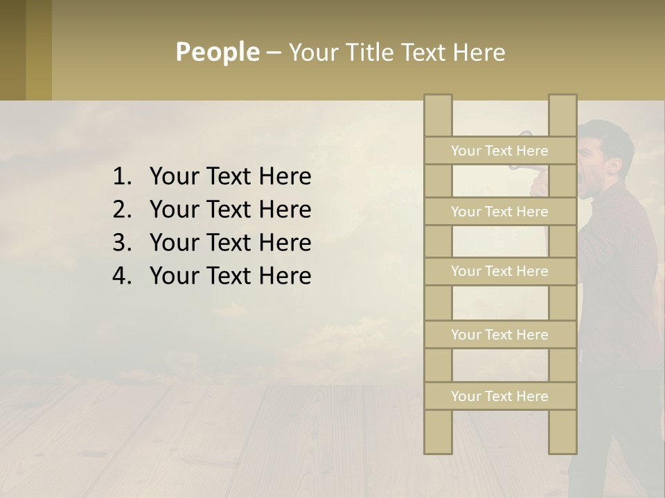 A Man Holding A Megaphone In Front Of A Cloudy Sky PowerPoint Template