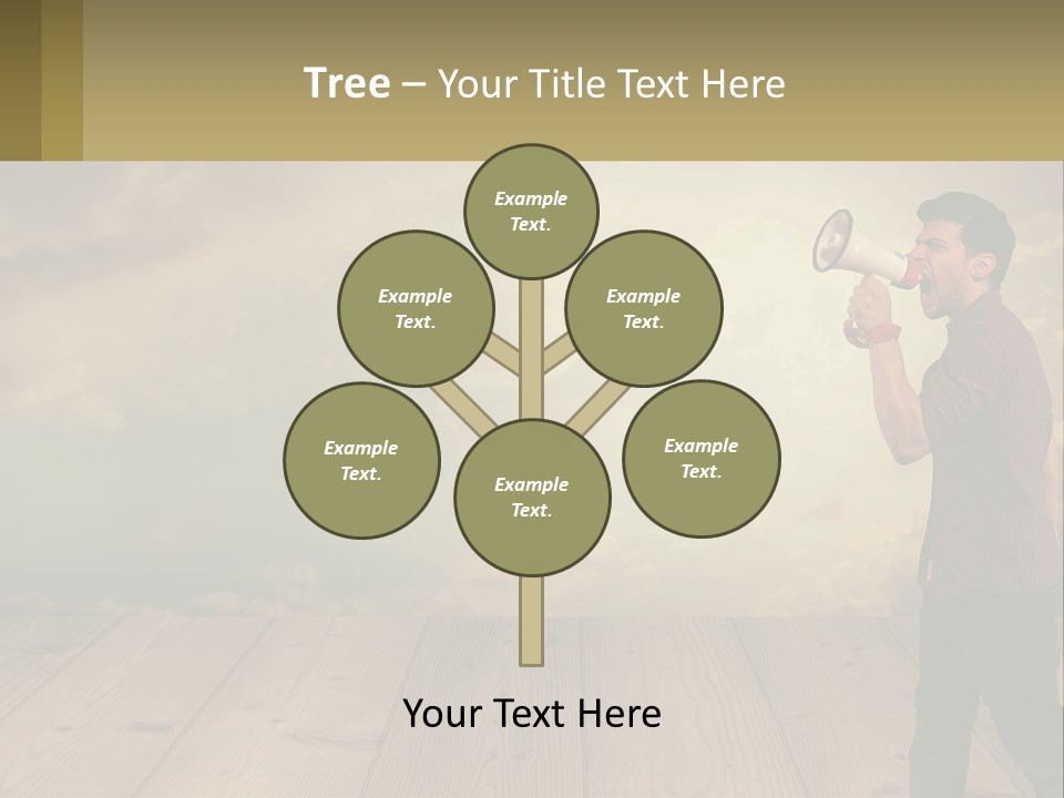 A Man Holding A Megaphone In Front Of A Cloudy Sky PowerPoint Template