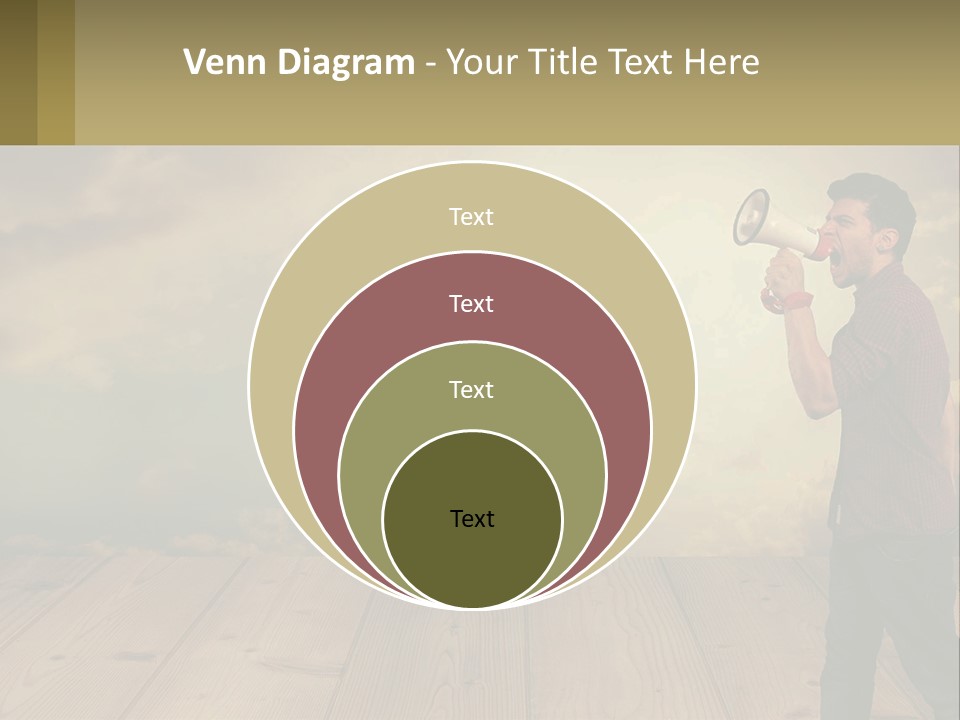 A Man Holding A Megaphone In Front Of A Cloudy Sky PowerPoint Template