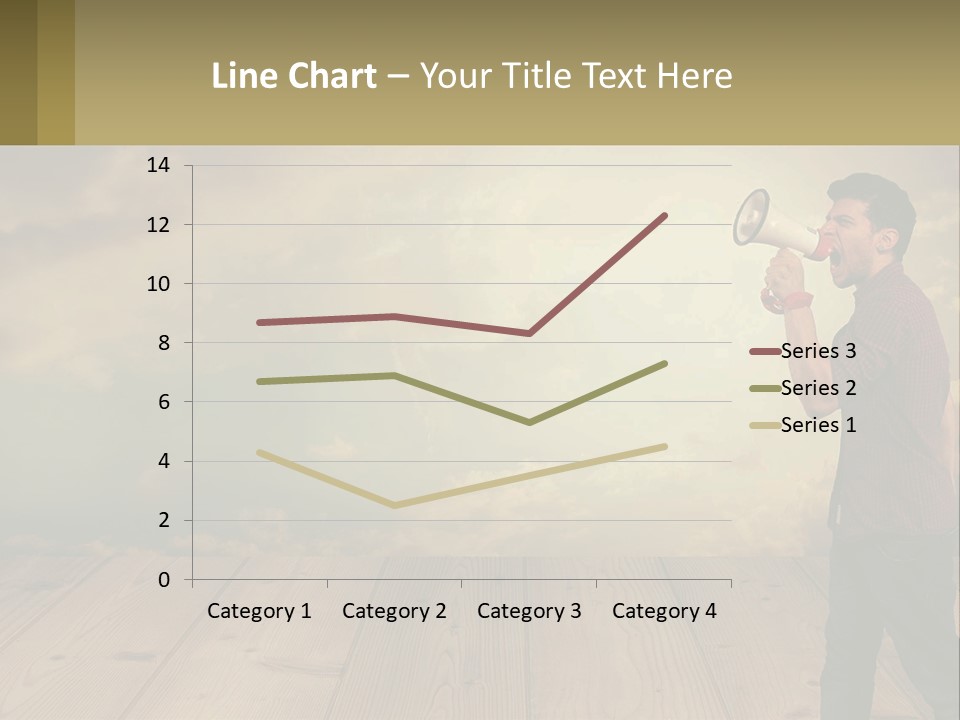 A Man Holding A Megaphone In Front Of A Cloudy Sky PowerPoint Template
