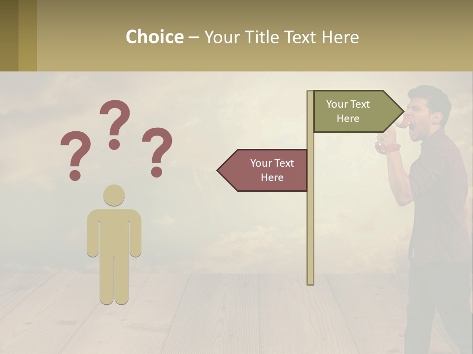 A Man Holding A Megaphone In Front Of A Cloudy Sky PowerPoint Template