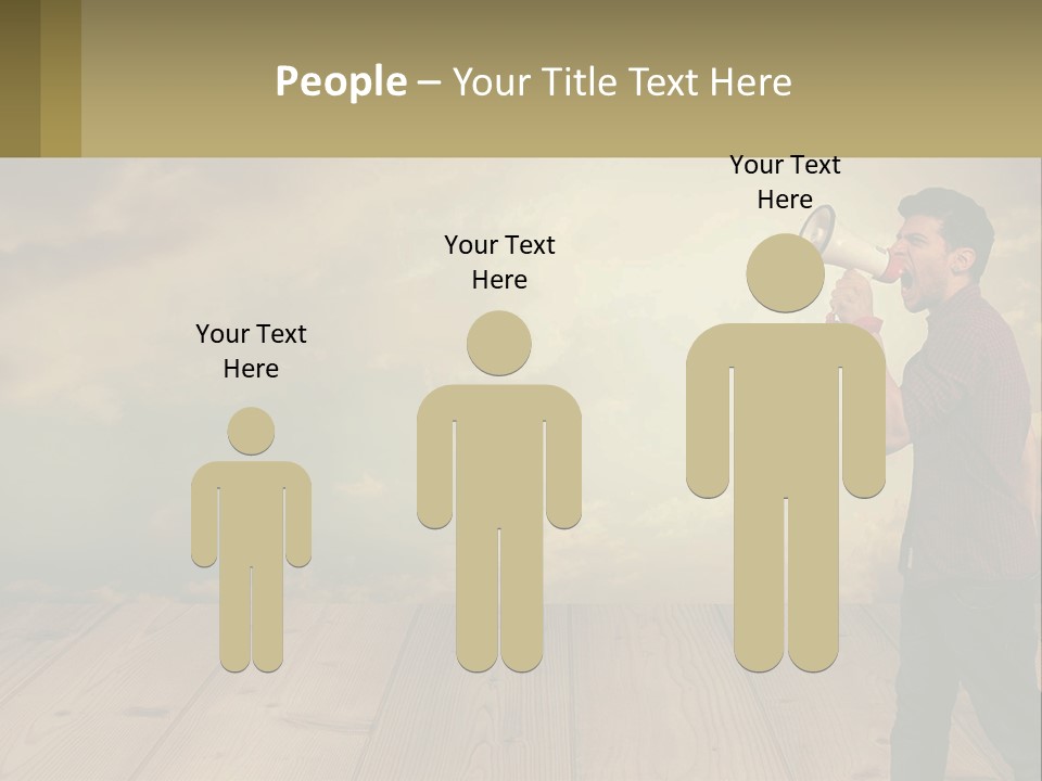 A Man Holding A Megaphone In Front Of A Cloudy Sky PowerPoint Template