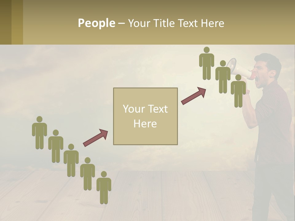 A Man Holding A Megaphone In Front Of A Cloudy Sky PowerPoint Template