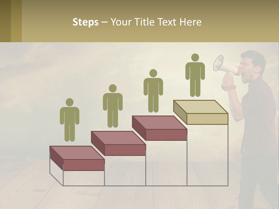A Man Holding A Megaphone In Front Of A Cloudy Sky PowerPoint Template