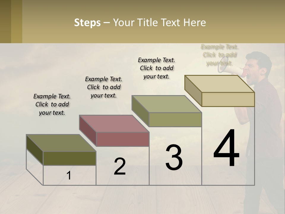 A Man Holding A Megaphone In Front Of A Cloudy Sky PowerPoint Template