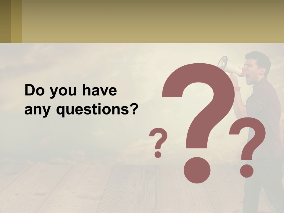 A Man Holding A Megaphone In Front Of A Cloudy Sky PowerPoint Template