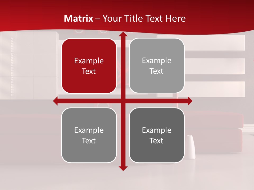 A Living Room With A Red Couch And A Television On The Wall PowerPoint Template