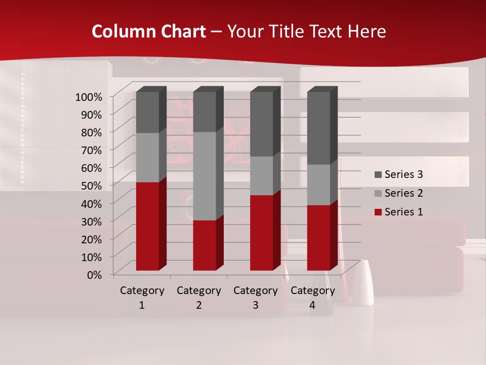 A Living Room With A Red Couch And A Television On The Wall PowerPoint Template
