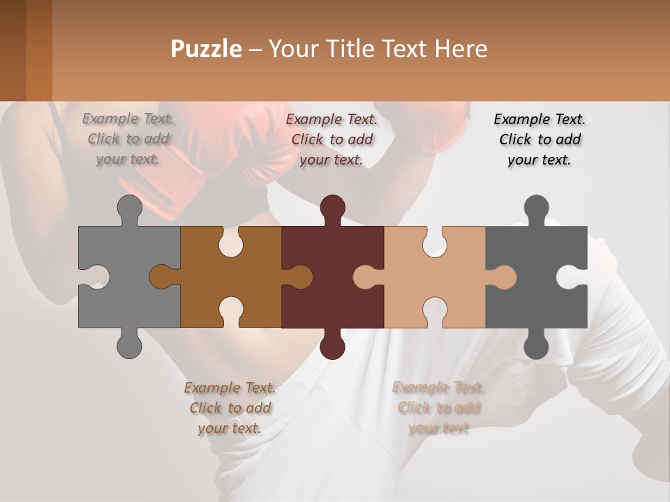 A Woman Wearing Boxing Gloves Is Posing For A Picture PowerPoint Template