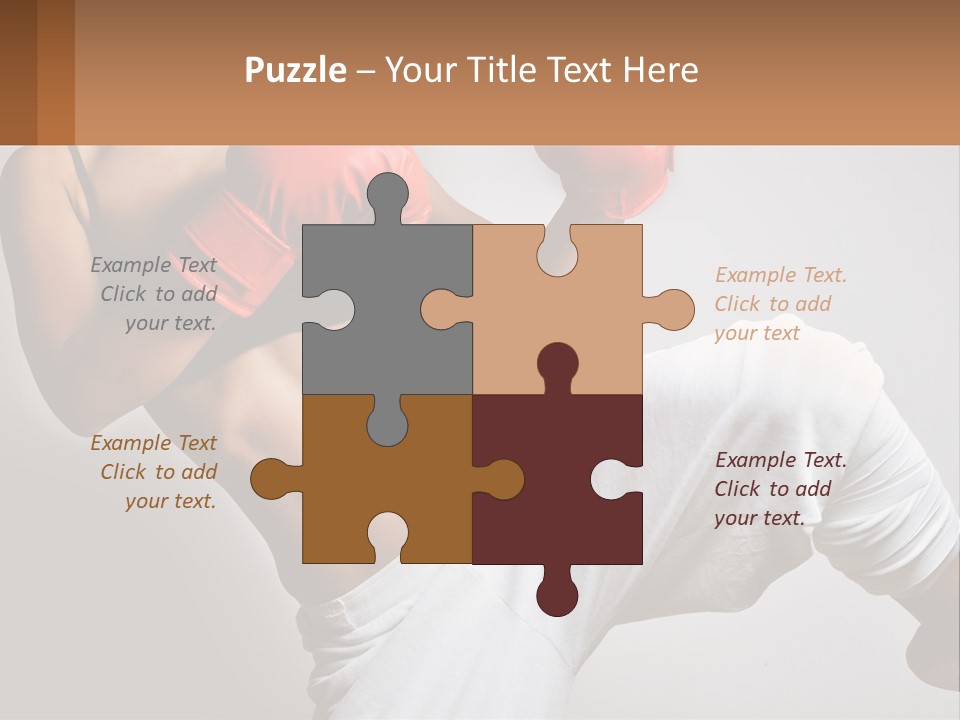 A Woman Wearing Boxing Gloves Is Posing For A Picture PowerPoint Template