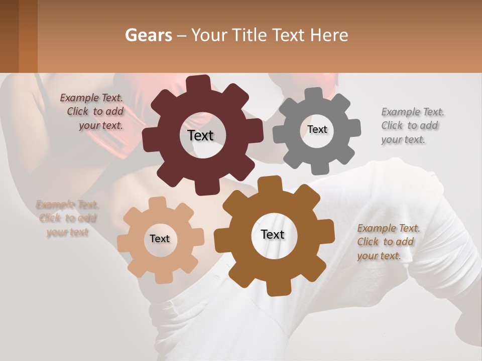 A Woman Wearing Boxing Gloves Is Posing For A Picture PowerPoint Template