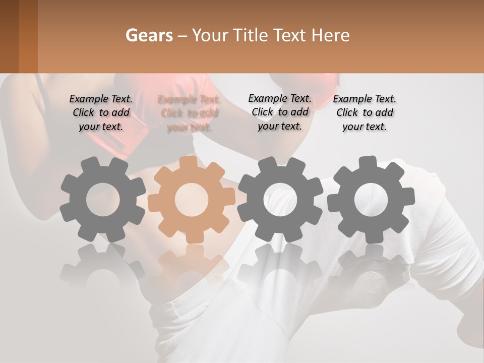 A Woman Wearing Boxing Gloves Is Posing For A Picture PowerPoint Template