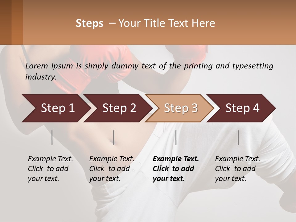 A Woman Wearing Boxing Gloves Is Posing For A Picture PowerPoint Template
