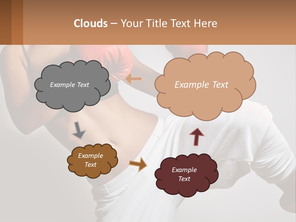 A Woman Wearing Boxing Gloves Is Posing For A Picture PowerPoint Template