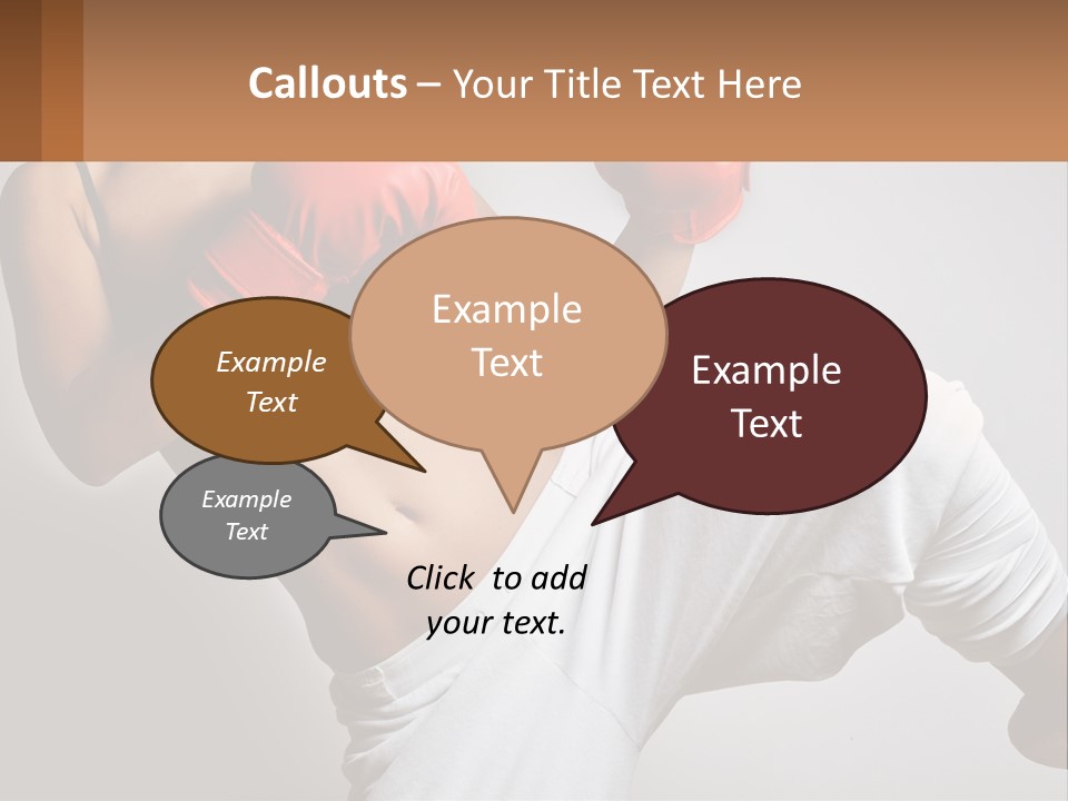 A Woman Wearing Boxing Gloves Is Posing For A Picture PowerPoint Template