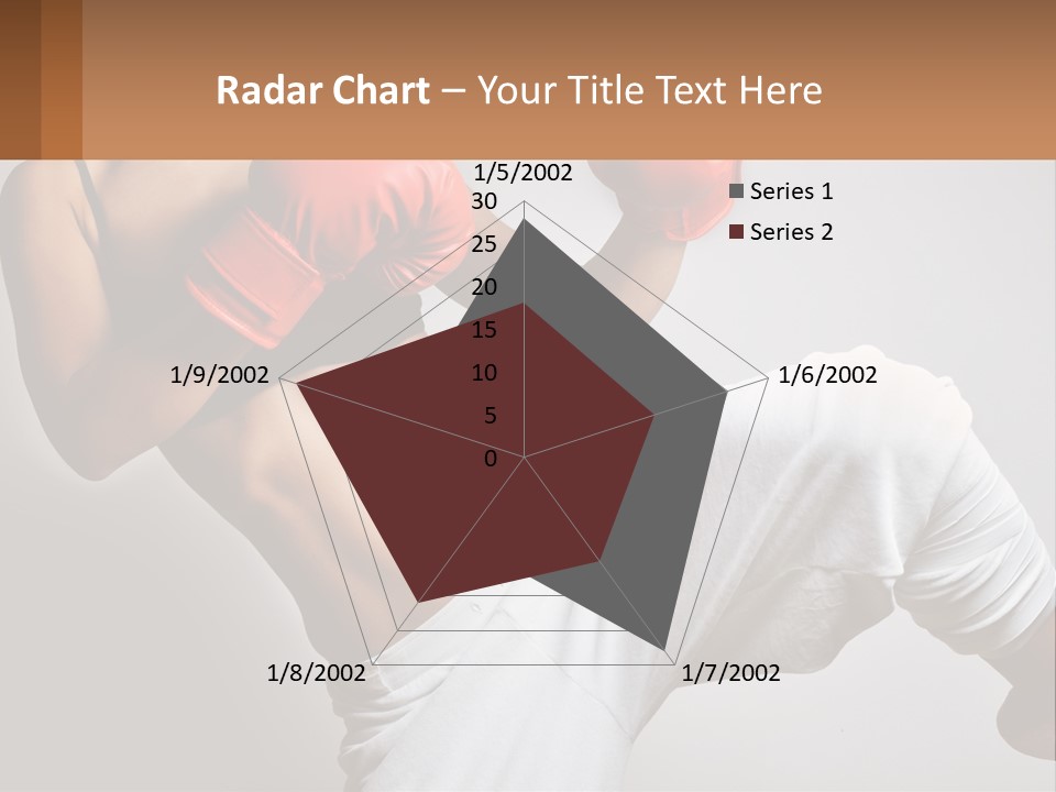 A Woman Wearing Boxing Gloves Is Posing For A Picture PowerPoint Template