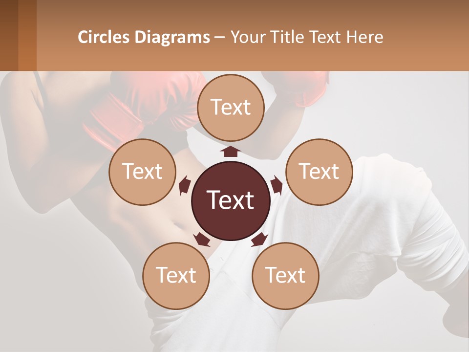 A Woman Wearing Boxing Gloves Is Posing For A Picture PowerPoint Template