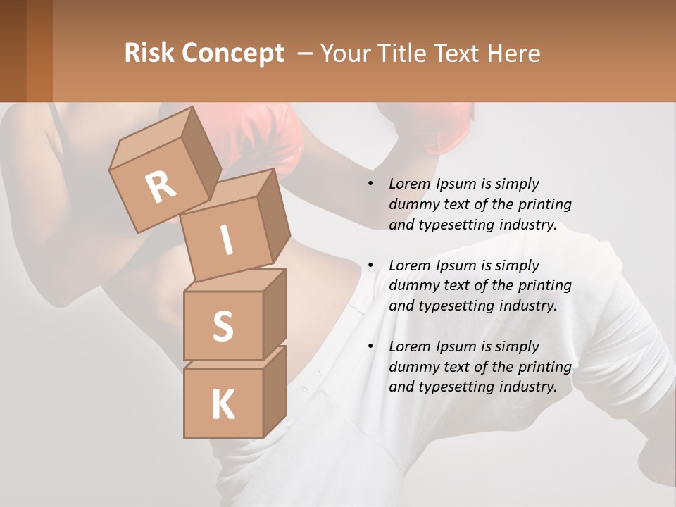 A Woman Wearing Boxing Gloves Is Posing For A Picture PowerPoint Template